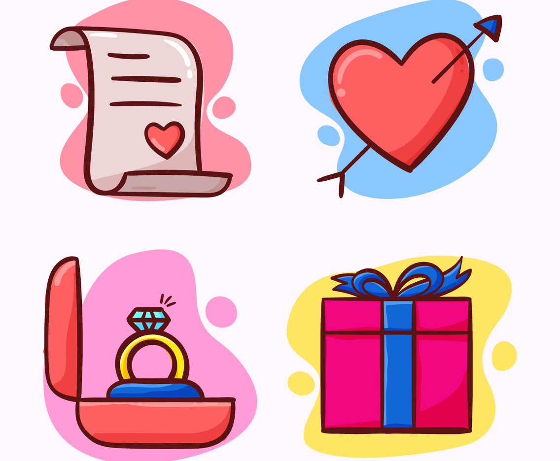 valentines day elements set