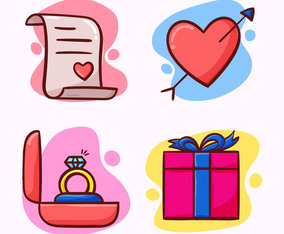 valentines day elements set