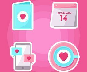 Valentines Day Elements Set Vector