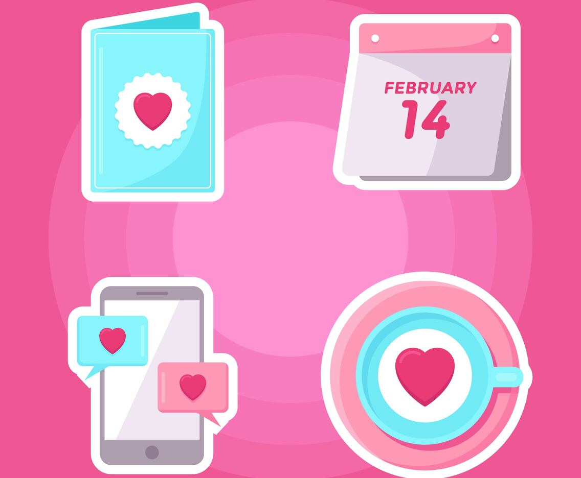 Valentines Day Elements Set Vector
