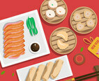 Chinese New Year Pig Dinner Vector Illustration