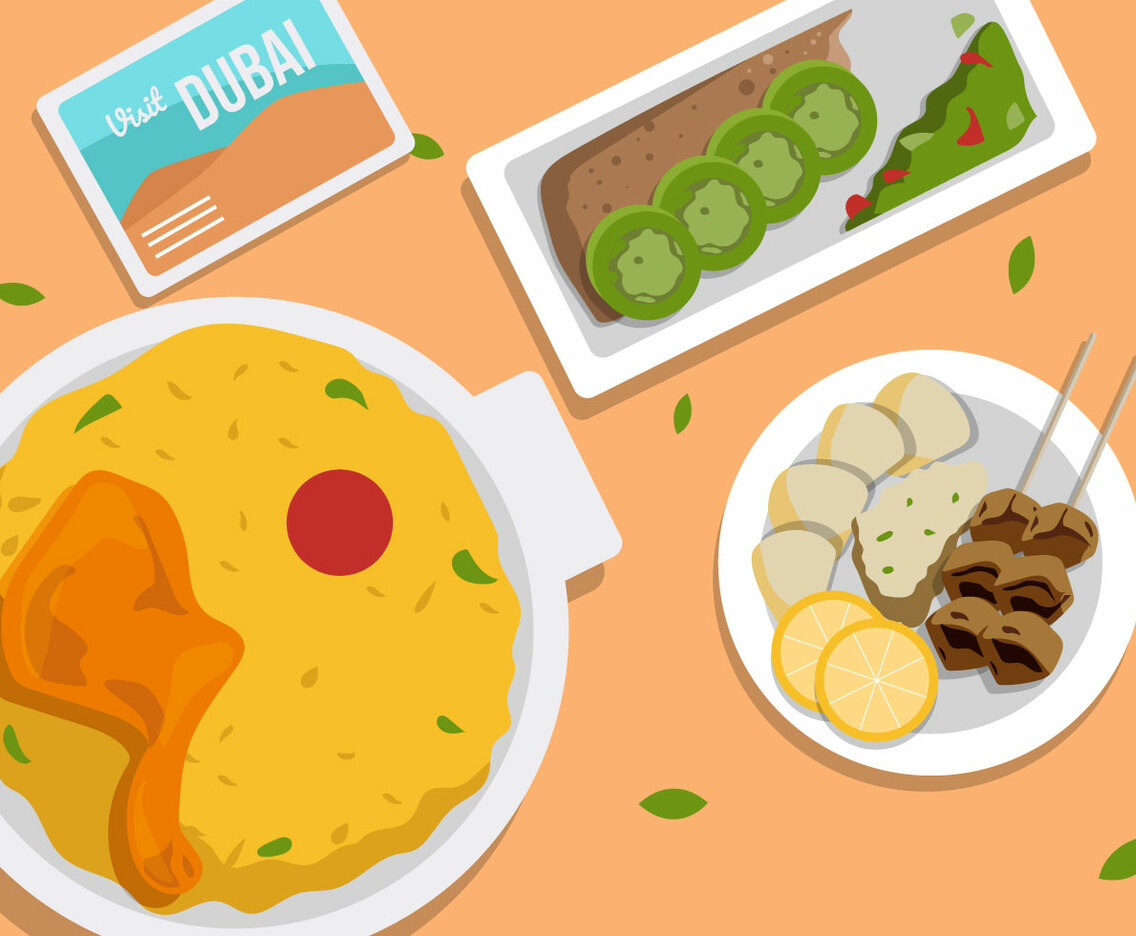 Dubai Street Food vector Illustration