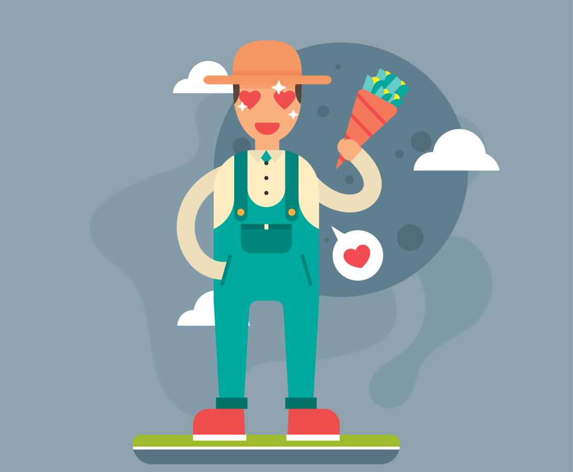 Boy with heart eyes vector