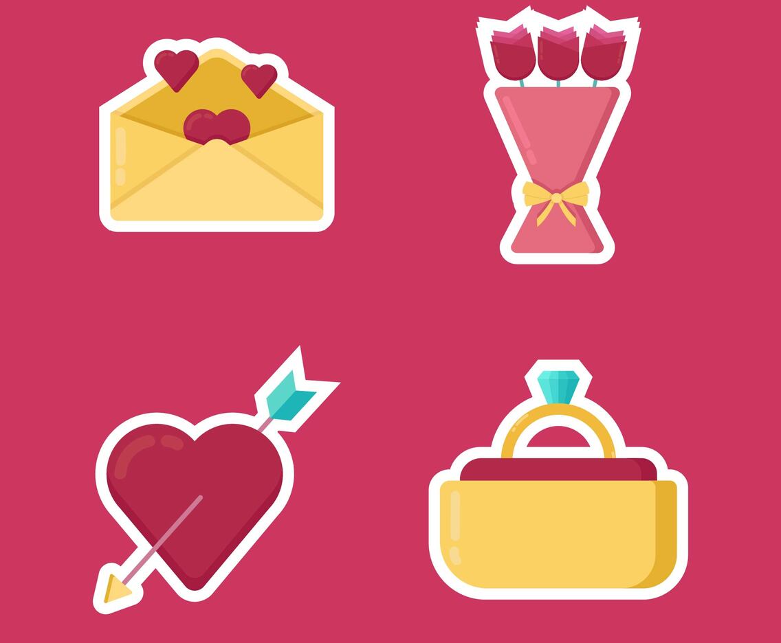 Valentines Day Elements Set Vector