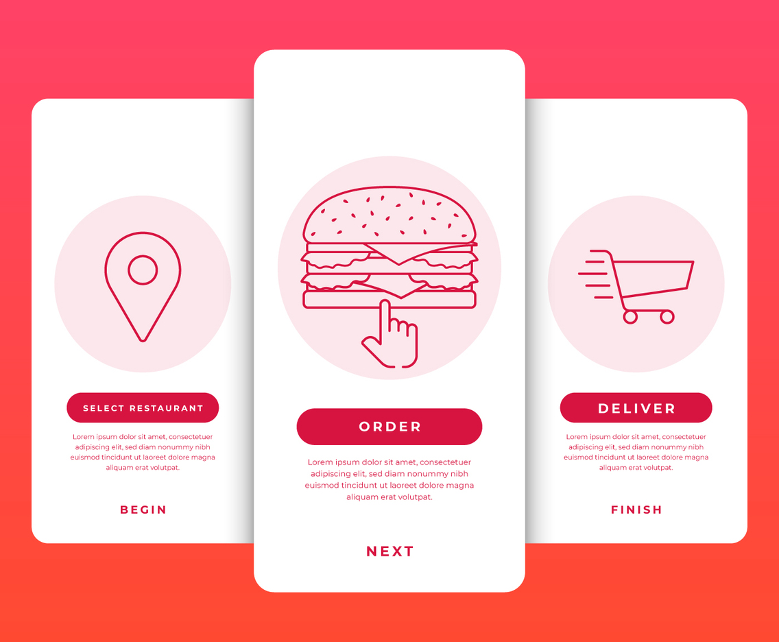 Order Food Online Timeline Mobile App Template Illustration