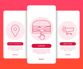 Order Food Online Timeline Mobile App Template Illustration