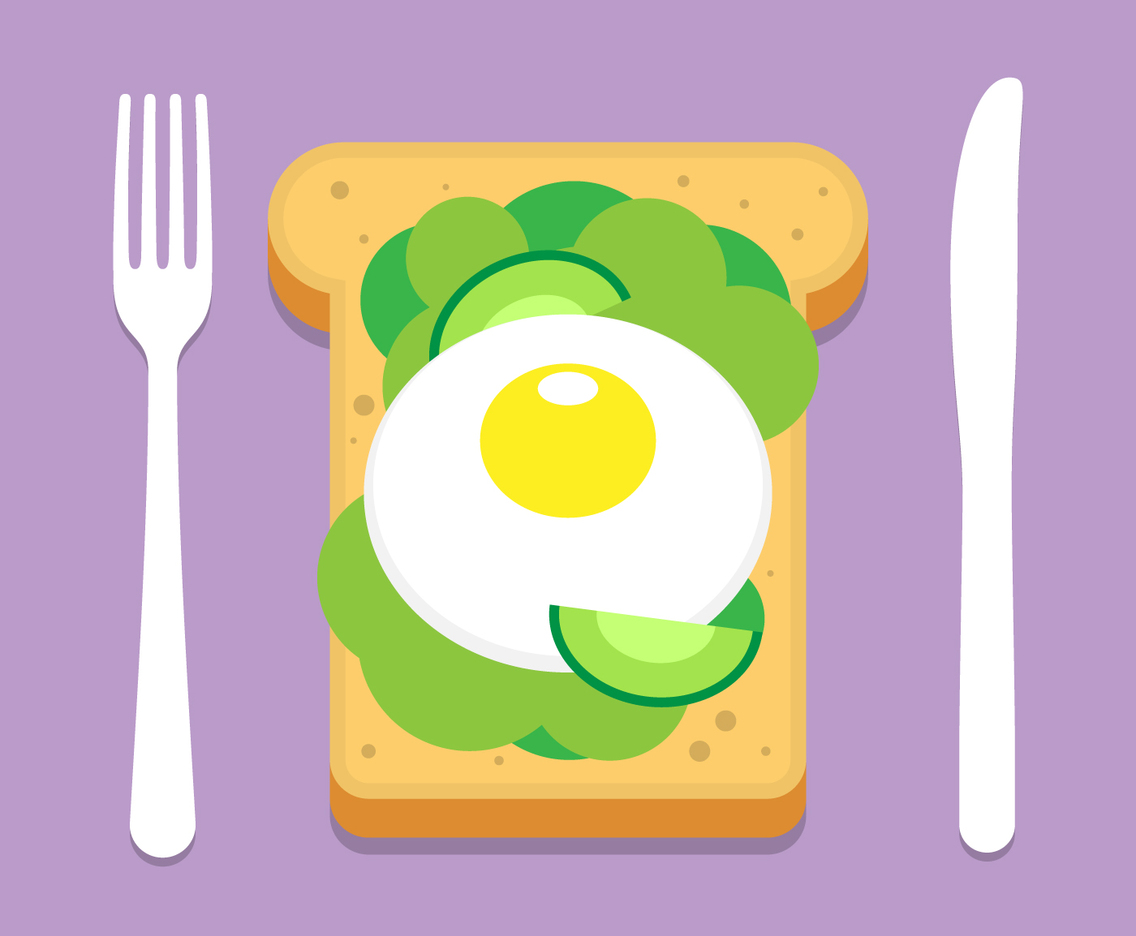 Avocado Toast With Fried Egg Illustration