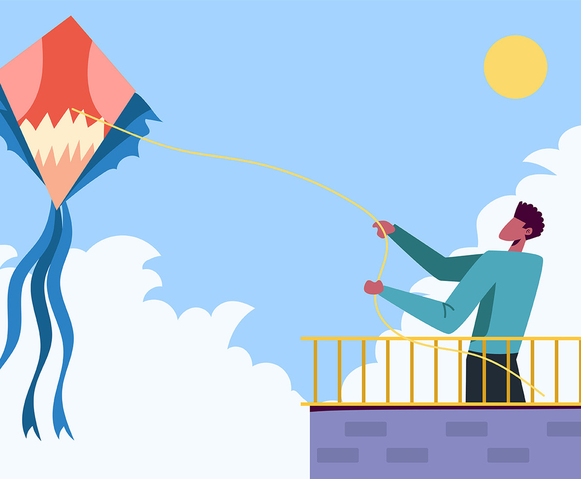 People Flying a Kite