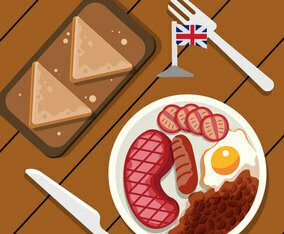 London Food Top View Vector Illustration