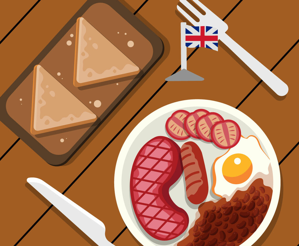 London Food Top View Vector Illustration