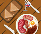 London Food Top View Vector Illustration