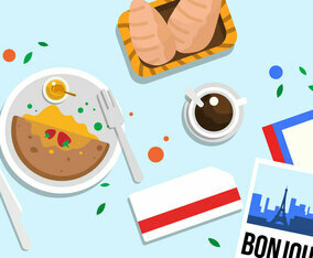 Paris Food Top View Vector Illustration
