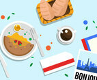 Paris Food Top View Vector Illustration