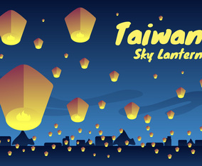 Awesome Taiwan Sky Lantern Vectors