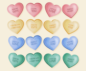 Vector Hand Drawn Valentine Candy Hearts