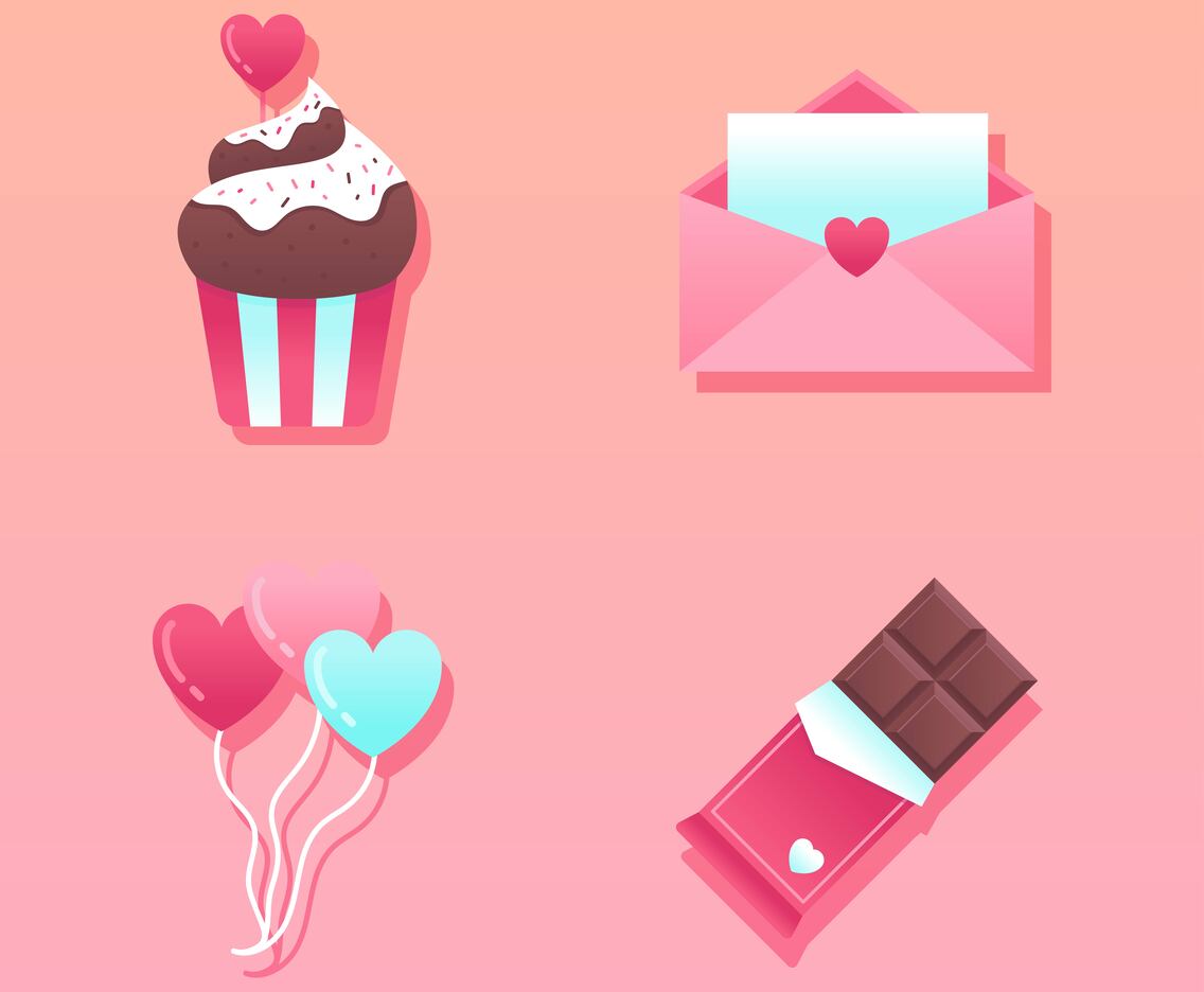 valentine's day element set vector