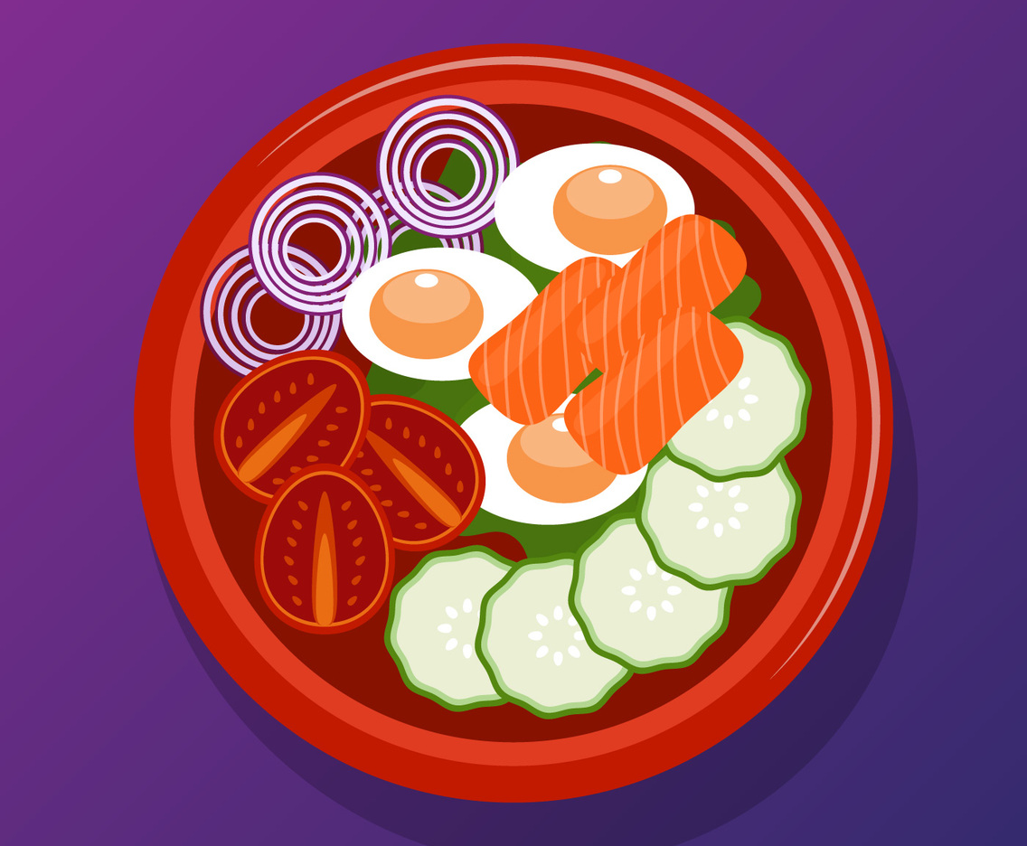 Poke Bowl  Healthy Vegetarian Food Illustration