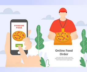 Online Food Order Web Banner Vector