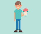 Flat Guy With Flowers