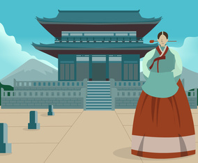 Korean Traditional Uniform Vector Flat Background  Illustration