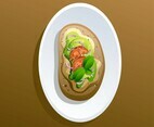 Avocado Toast Recipe With Onion And Basil Vector Illustration
