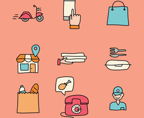 Doodled Icons About Online Food Order