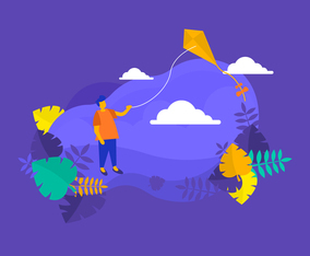 a Boy Flying a Kite Illustration