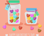 Valentine Candy Heart in Jar Vector