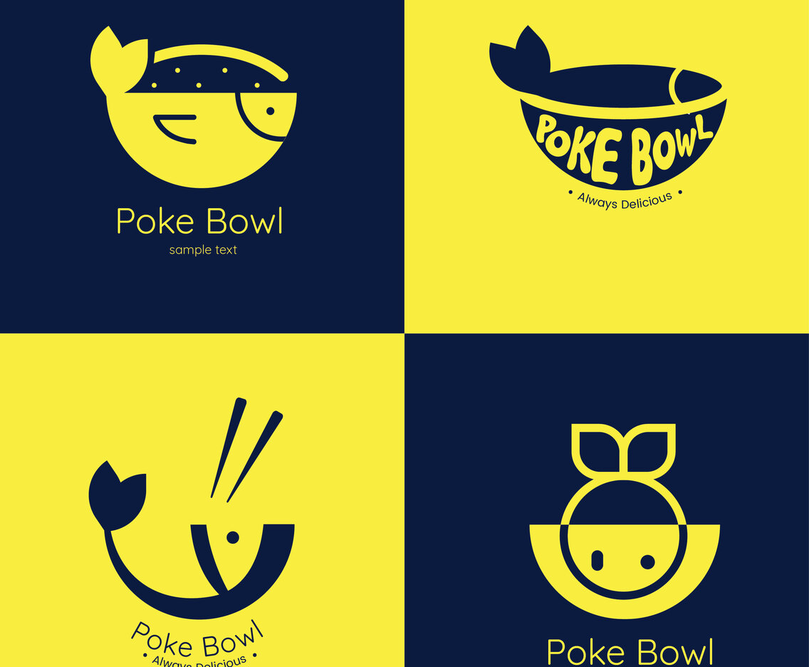 Poke Bowl Logo Vector Pack