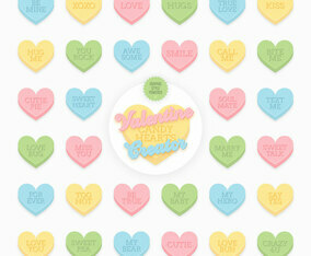 Valentine Candy Hearts Vector Pack