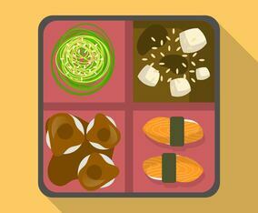 Flat Japanese Bento Box Vector Illustration