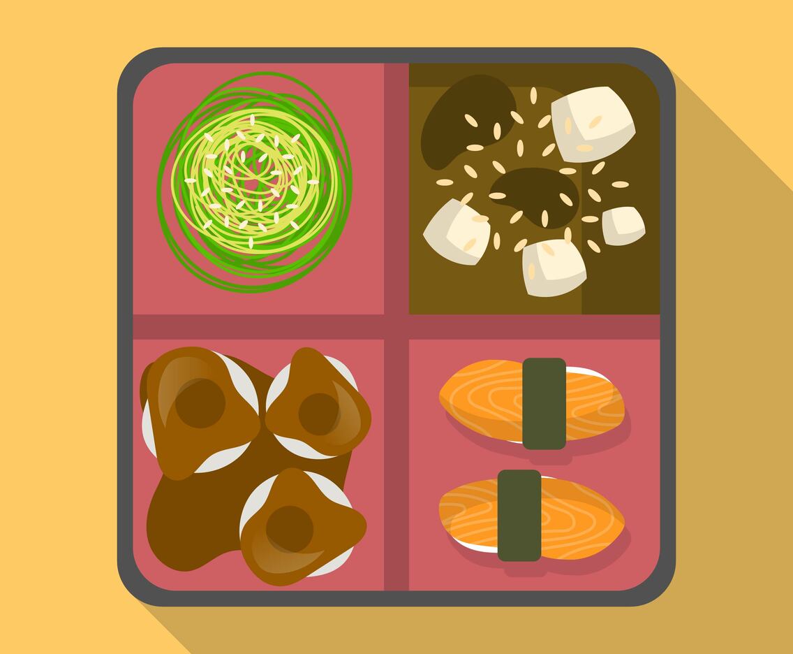 Flat Japanese Bento Box Vector Illustration