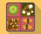 Flat Japanese Bento Box Vector Illustration