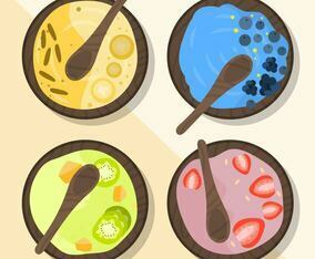 Flat Colorful Acai Bowl