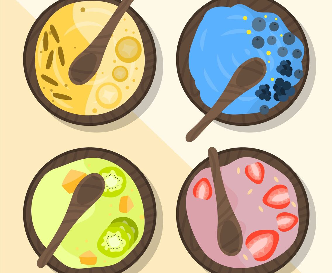 Flat Colorful Acai Bowl