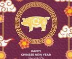 Flat Chinese New Year Of Pig 2019 Vector Background Illustration