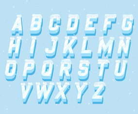 Icicles italic alphabet Frozen lettering elements set