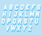 Icicles italic alphabet Frozen lettering elements set