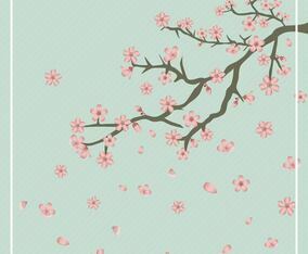 Flat Cherry Blossom Background Vector Illustration