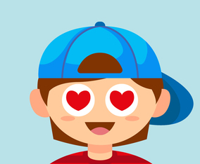 Boy with heart eyes