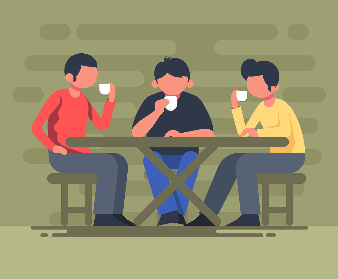 Coffee Shop Meeting Illustration