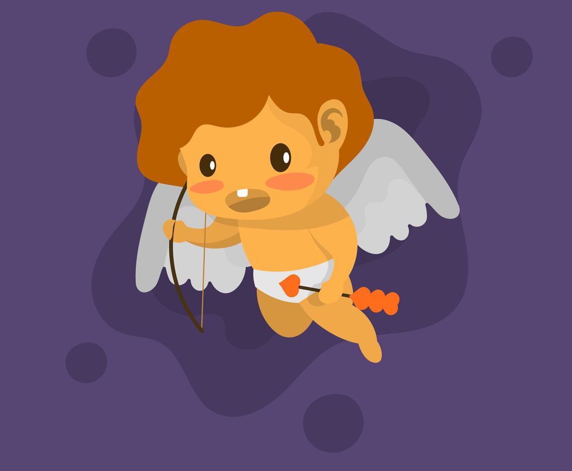 Flat Cute Cupid Vector Illustration