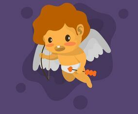 Flat Cute Cupid Vector Illustration