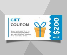 Flat Modern Blue Gift Coupon Vector Template
