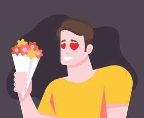 Boy With Heart Eyes Illustration