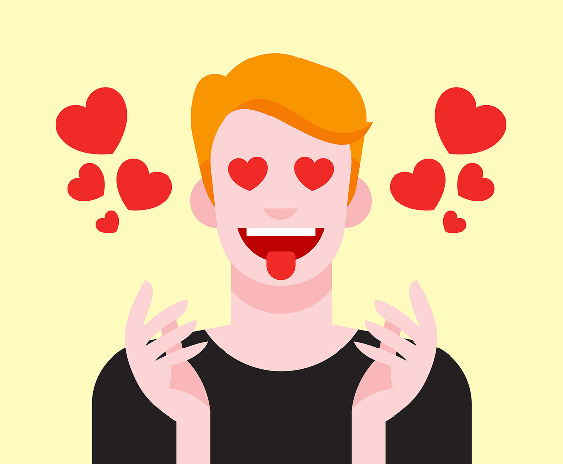 Boy With Heart Eyes Illustration