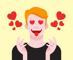 Boy With Heart Eyes Illustration