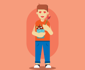 Boy with heart eyes vector