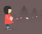 Girl With Flower in Minimalist Style