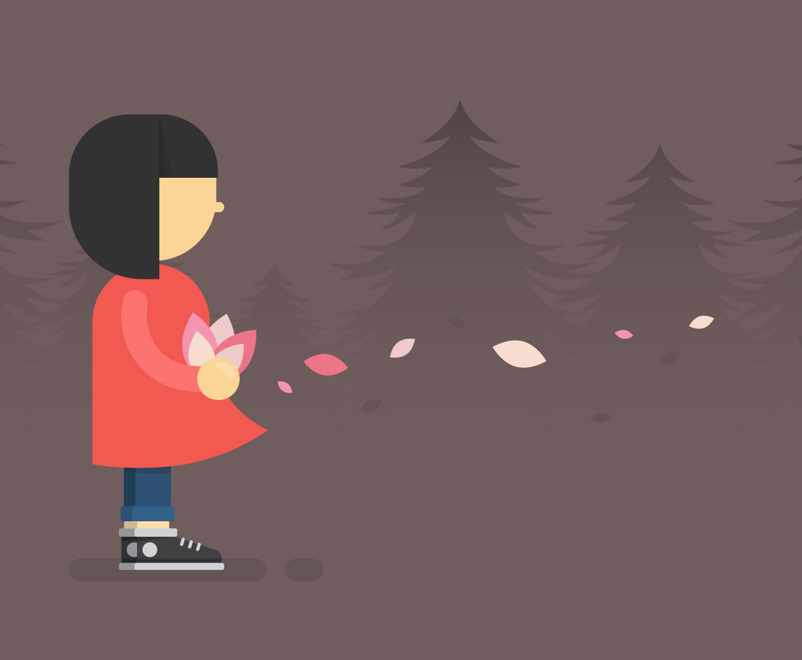 Girl With Flower in Minimalist Style